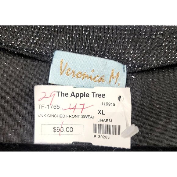 Veronica M V-Neck Cinched Front Sweater With Metallic Shimmer Black XL - Picture 3 of 8